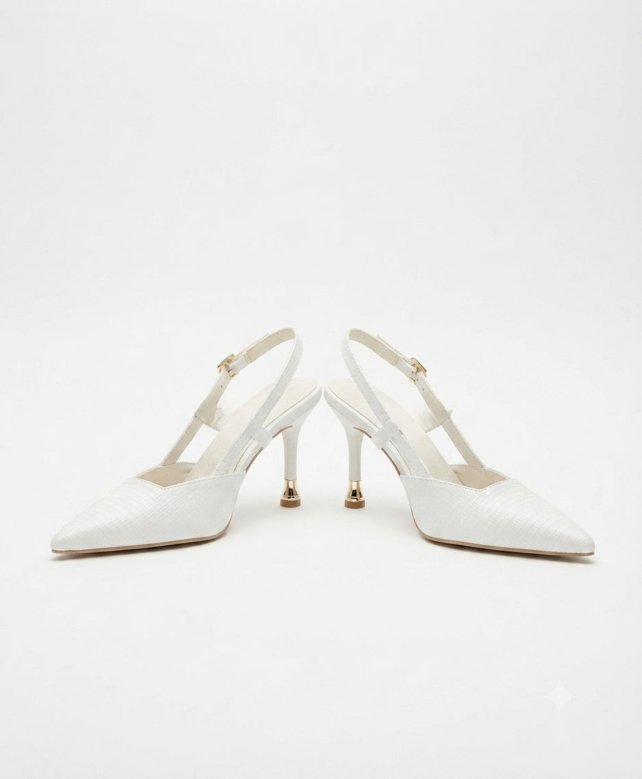 Bianca - Altın Detaylı Topuklu Slingback Ayakkabı