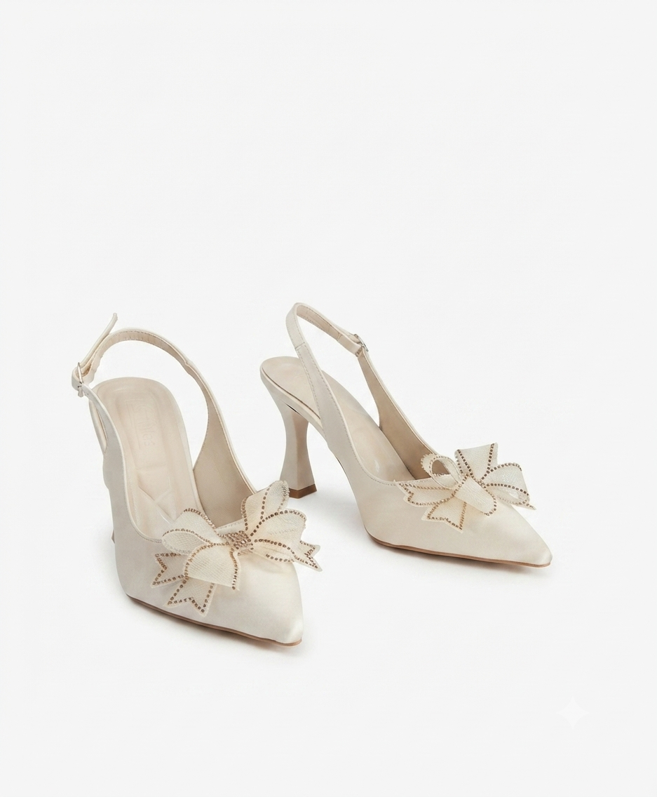 Luna Kurdele Detaylı Slingback Topuklu Ayakkabı
