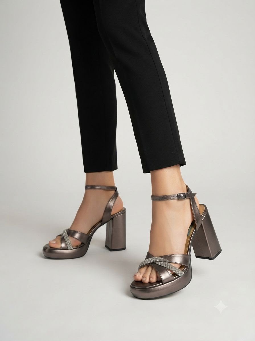 Giselle Işıltılı Platform Topuklu Sandalet