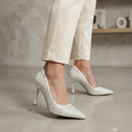Ivory Dream Taş Detaylı Işıltılı Fildişi Stiletto