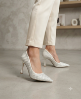 Ivory Dream Taş Detaylı Işıltılı Fildişi Stiletto