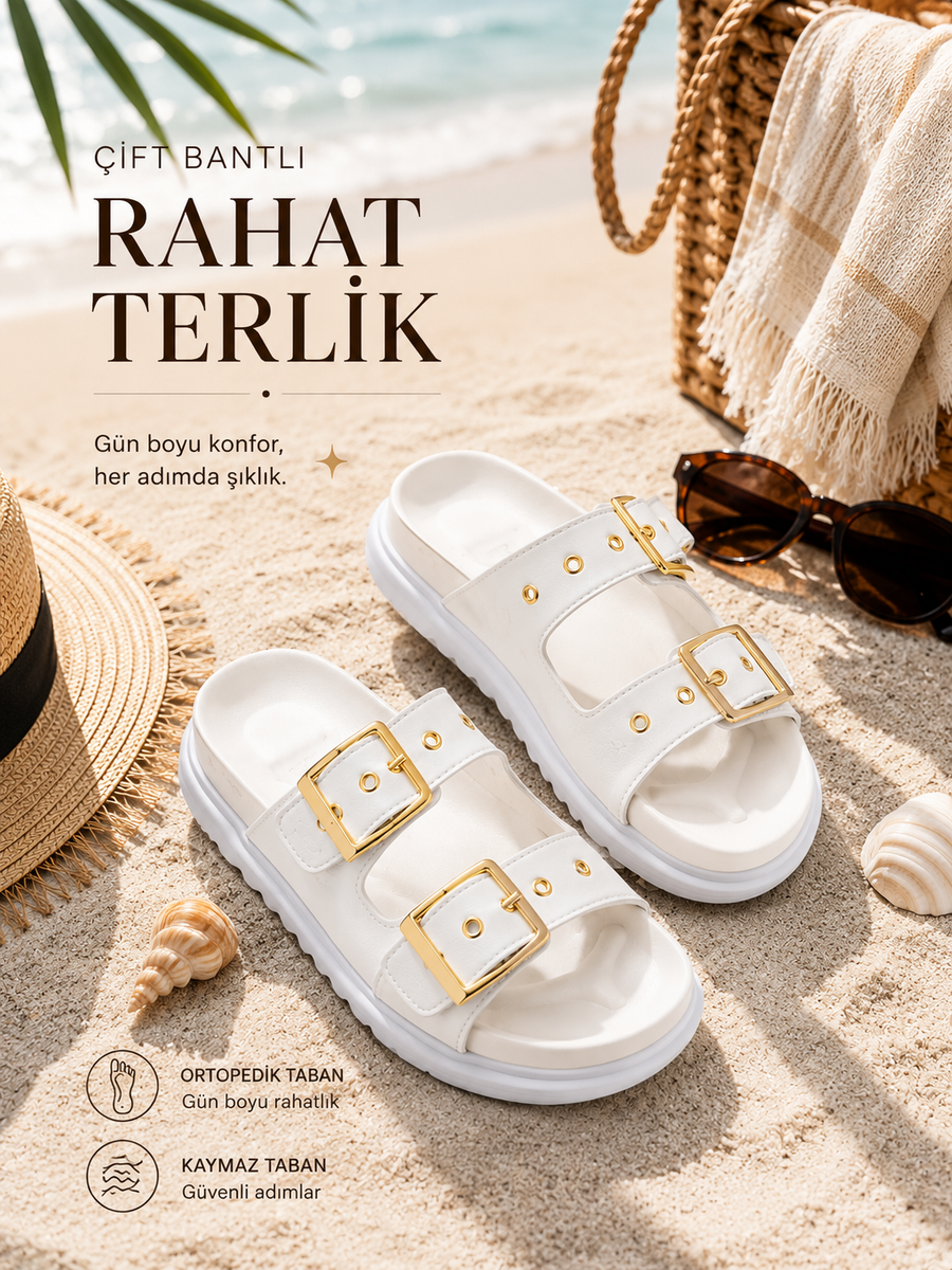 Çift Bantlı Rahat Terlik